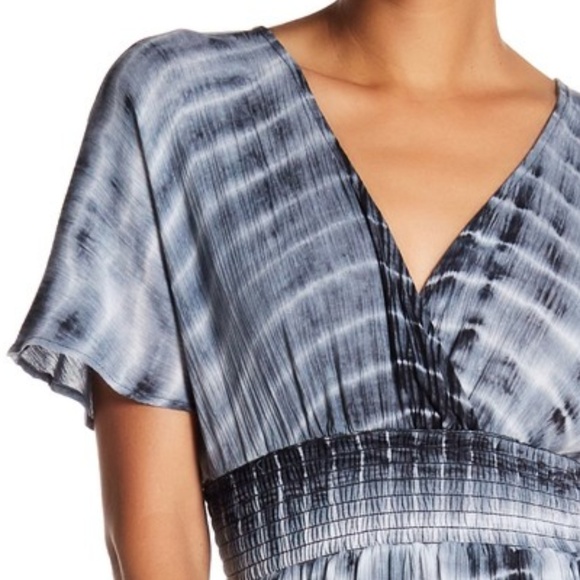 S.H.E. Swim Cover Up Plunge Crinkle Tie Dye Dress - Picture 7 of 8